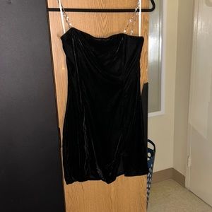 Black Velvet Rhinestone Bodycon Dress